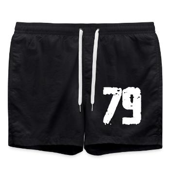 79 Number Vintage - Swim Trunks - black - Front - AI Model Male 185 light (185cm)