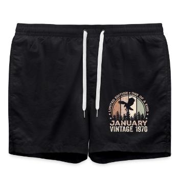 Incomparable since January 1970 54 Anniversary - Swim Trunks - black - Front - AI Model Male 185 light (185cm)