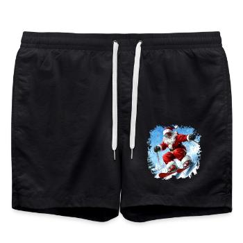 Christmas Skiers - Swim Trunks - black - Front - AI Model Male 185 light (185cm)