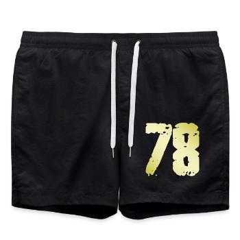 78 Zahl Vintage - Badeshorts - Schwarz - Vorne - AI Model Male 185 light (185cm)