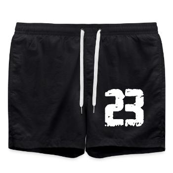 23 Zahl Vintage - Badeshorts - Schwarz - Vorne - AI Model Male 185 light (185cm)
