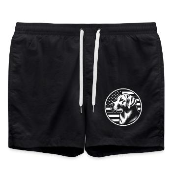 Labrador Retriever Lab with American Flag - Swim Trunks - black - Front - AI Model Male 185 light (185cm)