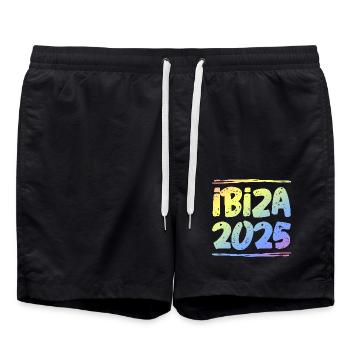 Ibiza 2025 Colorful - Swim Trunks - black - Front - AI Model Male 185 light (185cm)
