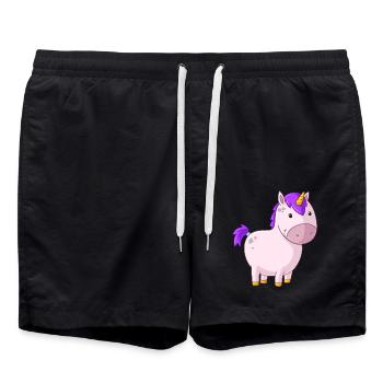 Licorne grasse dessin animé - Short de bain - noir - Devant - AI Model Male 185 light (185cm)