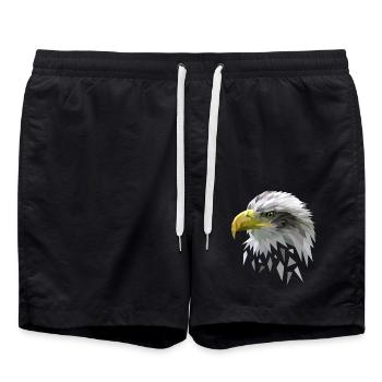 White-tailed eagle low poly polygons geometric - Swim Trunks - black - Front - AI Model Male 185 light (185cm)