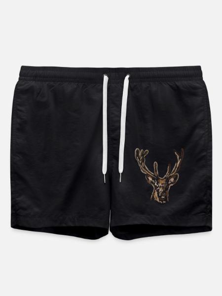 Ich liebe Hirsche Outfit - Badeshorts - Schwarz