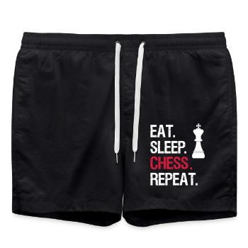 Eat Sleep Chess Repeat - König - Badeshorts - Schwarz - Vorne - AI Model Male 185 light (185cm)