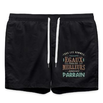 Tous les hommes naissent égaux,Parrain cadeau noel - Short de bain - noir - Devant - AI Model Male 185 light (185cm)