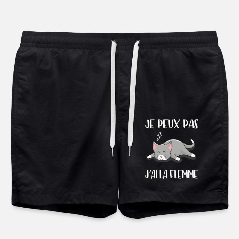 Je Peux Pas J'ai La Flemme - Chat - Short de bain - noir