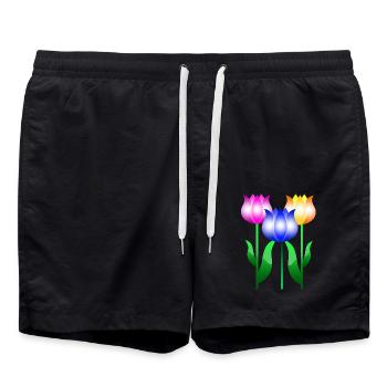 Tulip Flowers - Swim Trunks - black - Front - AI Model Male 185 light (185cm)