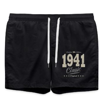 LIMITED EDITION 1941 birthday gift 81 years - Swim Trunks - black - Front - AI Model Male 185 light (185cm)