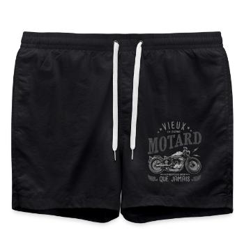 vieux motard que jamais cadeau anniversaire moto - Short de bain - noir - Devant - AI Model Male 185 light (185cm)