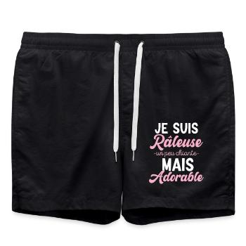 Râleuse Mais Adorable Cadeau Humour Personnalisé - Short de bain - noir - Devant - AI Model Male 185 light (185cm)