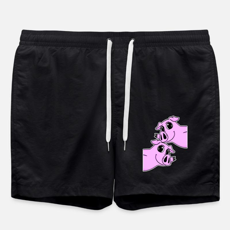 Pig Pigs - Swim Trunks - black
