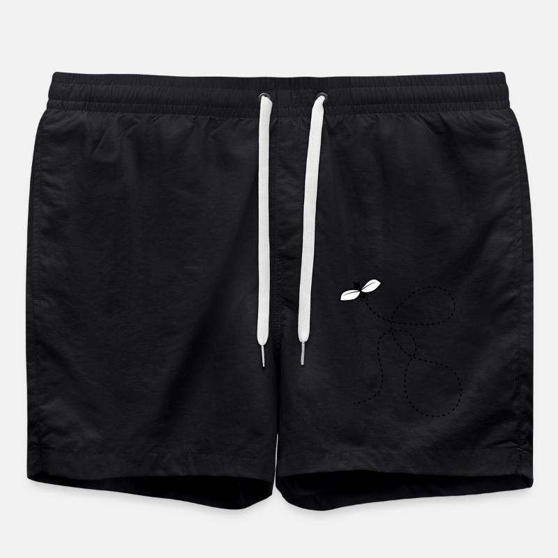 Dashed Line Fly - Swim Trunks - black