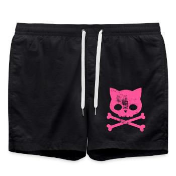 Mieze Pink - Katze Punk - Badeshorts - Schwarz - Vorne - AI Model Male 185 light (185cm)
