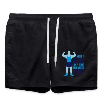 Who Needs Hair Saying - Swim Trunks - black - Front - AI Model Male 185 light (185cm)