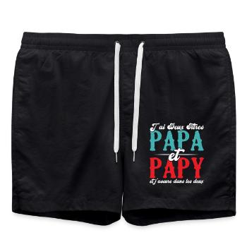 J'ai deux titres papa et papy - Short de bain - noir - Devant - AI Model Male 185 light (185cm)