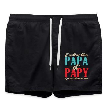 J'ai deux titres papa et papy - Short de bain - noir - Devant - AI Model Male 185 light (185cm)