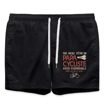 papa cycliste formidable vélo velo - Short de bain - noir - Devant - AI Model Male 185 light (185cm)