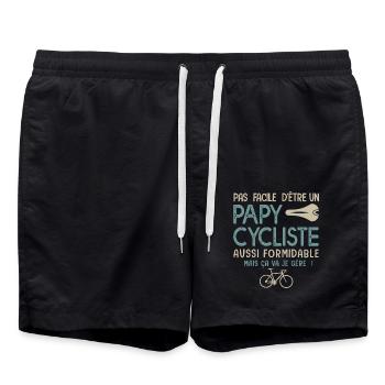 papy cycliste formidable vélo velo vélos - Short de bain - noir - Devant - AI Model Male 185 light (185cm)