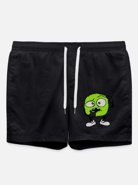 Comic skeptical face monster - Swim Trunks - black