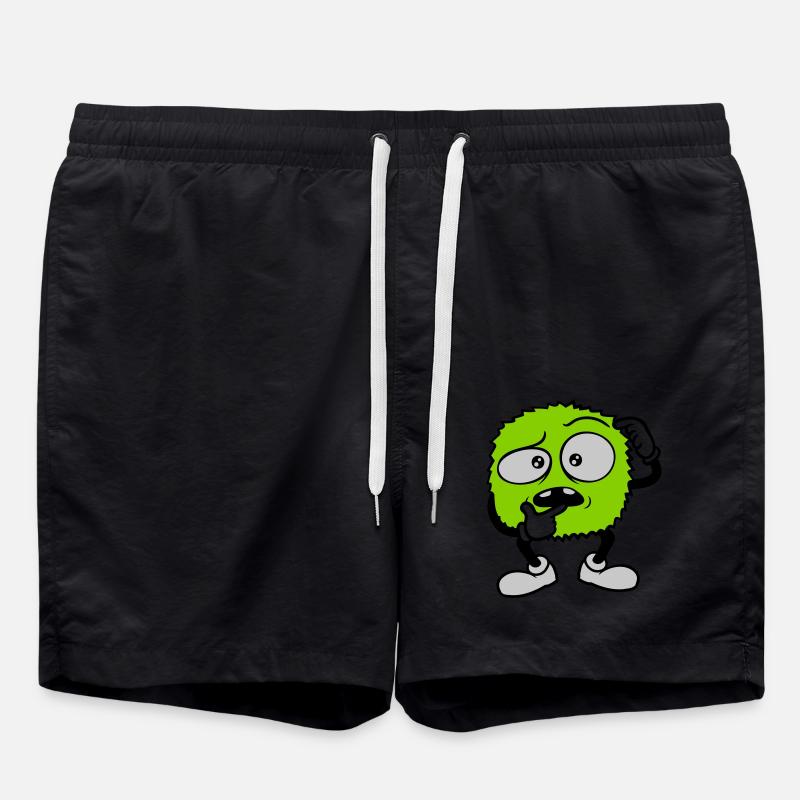 Comic skeptical face monster - Swim Trunks - black