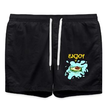 Avocado swimming - Swim Trunks - black - Front - AI Model Male 185 light (185cm)