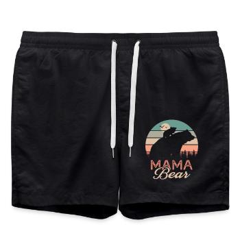 mama bear gift t shirt mom bear mama - Swim Trunks - black - Front - AI Model Male 185 light (185cm)