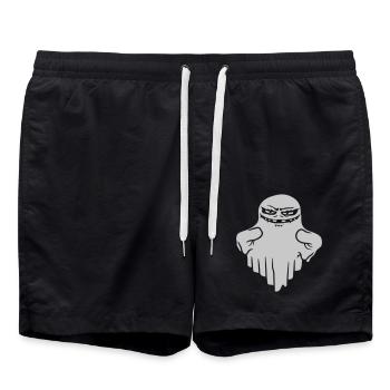 Comic Floating Monster Ghost - Swim Trunks - black - Front - AI Model Male 185 light (185cm)