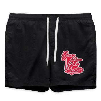 your vote matters quote - Swim Trunks - black - Front - AI Model Male 185 light (185cm)