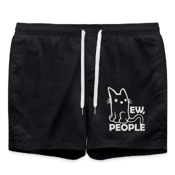 Spruch ew people Katze - Badeshorts - Schwarz - Vorne - AI Model Male 185 light (185cm)