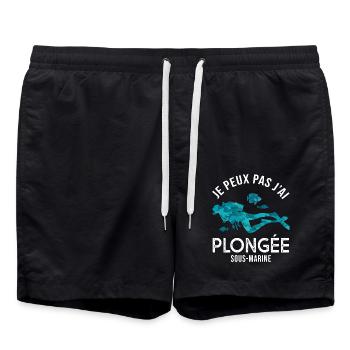 plongée je peux pas j ai plongée sous marine sport - Short de bain - noir - Devant - AI Model Male 185 light (185cm)