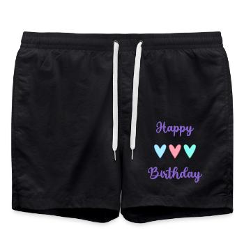 ALLES GUTE ZUM GEBURTSTAG!. ALLES GUTE ZUM GEBURTSTAG!. JAHRESTAG. - Badeshorts - Schwarz - Vorne - AI Model Male 185 light (185cm)