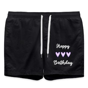JAHRESTAG. ALLES GUTE ZUM GEBURTSTAG!. ALLES GUTE ZUM GEBURTSTAG!. - Badeshorts - Schwarz - Vorne - AI Model Male 185 light (185cm)
