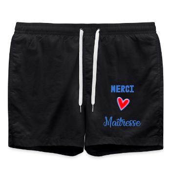 MERCI. MERCI MAÎTRESSE. CADEAU MAÎTRESSE. VACANCES - Short de bain - noir - Devant - AI Model Male 185 light (185cm)