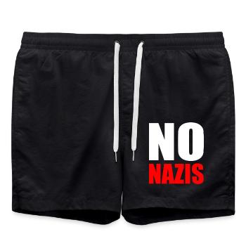 No nazis - Badeshorts - Schwarz - Vorne - AI Model Male 185 light (185cm)