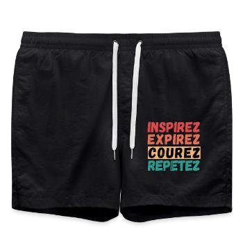 Einatmen, Ausatmen, Laufen, Wiederholen - Laufen Joggen - Badeshorts - Schwarz - Vorne - AI Model Male 185 light (185cm)
