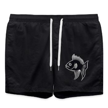 schwarz/weiße Fisch-Silhouette - Badeshorts - Schwarz - Vorne - AI Model Male 185 light (185cm)