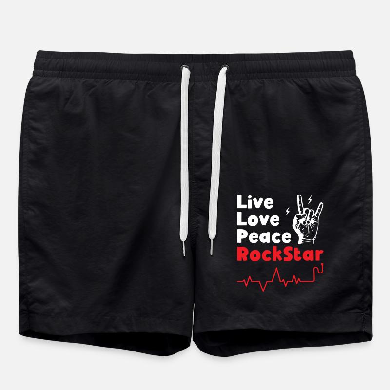 Live Love Peace Rockstars - Swim Trunks - black
