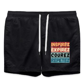 Einatmen, Ausatmen, Laufen, Wiederholen - Laufen Joggen - Badeshorts - Schwarz - Vorne - AI Model Male 185 light (185cm)