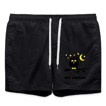 Owl Shit Happens 01 - Short de bain - noir - Devant - AI Model Male 185 light (185cm)