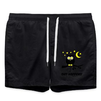 Owl Shit Happens 02 - Short de bain - noir - Devant - AI Model Male 185 light (185cm)