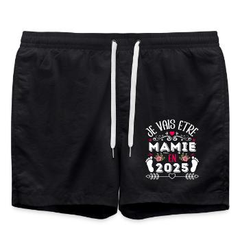 Mamie 2025 annonce naissance cadeau grand-mère - Short de bain - noir - Devant - AI Model Male 185 light (185cm)