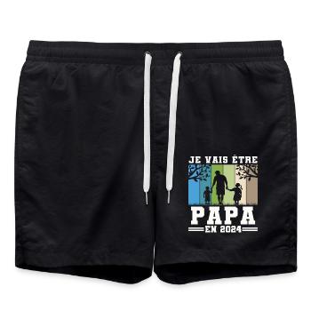 Je vais être papa en 2024 annonce naissance cadeau - Short de bain - noir - Devant - AI Model Male 185 light (185cm)