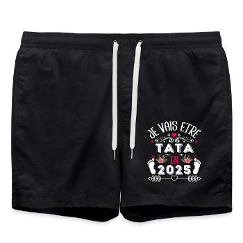 Je vais être tata en 2025 cadeau annonce naissance - Short de bain - noir - Devant - AI Model Male 185 light (185cm)