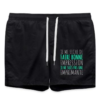 Je me fiche de faire bonne impression humour - Short de bain - noir - Devant - AI Model Male 185 light (185cm)