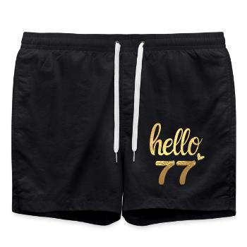 Hello 77 gold - Swim Trunks - black - Front - AI Model Male 185 light (185cm)