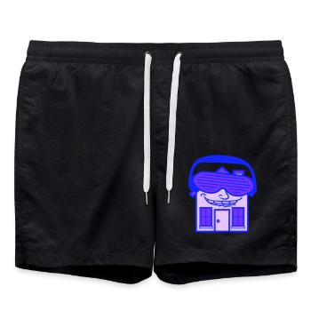 Cool House DJ House Party Techno Building Face - Swim Trunks - black - Front - AI Model Male 185 light (185cm)