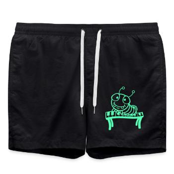 Cute Caterpillar Keyboard Piano Keys Playing Animal - Swim Trunks - black - Front - AI Model Male 185 light (185cm)